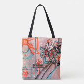 Vintage kerstwinkelen tote bag (Achterkant)