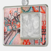 Vintage kerstwinkelen verzilverd omlijst ornament (Links)