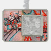 Vintage kerstwinkelen verzilverd omlijst ornament (Voorkant)