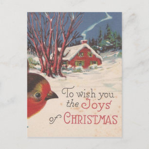 Vintage Kerstwinter Bird Feestdagenkaart