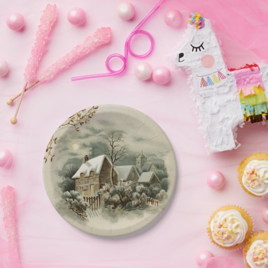 Vintage kerstwinter Bord landenpapier (Feest)