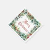 Vintage-kerstwinter en bessen servet (Hoek)