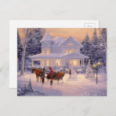 Vintage-kerstwinter Feestdagenkaart (Voorkant / Achterkant)