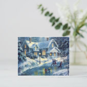 Vintage Kerstwinter ijskusje Feestdagenkaart (Staand voorkant)