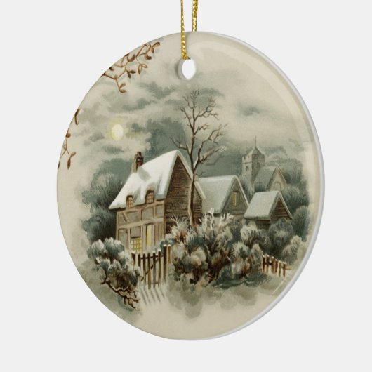 Vintage Kerstwinter landversiering Keramisch Ornament (Links)