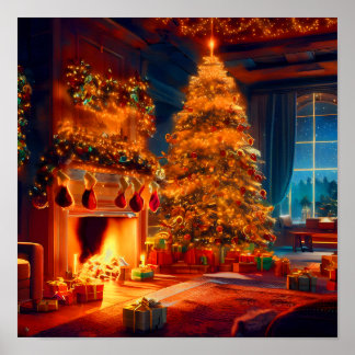 Vintage Kerstwinter Poster