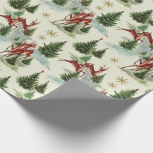 Vintage Kerstwinter Scene Cadeaupapier