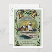 Vintage Kerstwinter Scene Feestdagenkaart (Voorkant / Achterkant)