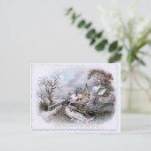 Vintage Kerstwinter Scene Feestdagenkaart (Staand voorkant)