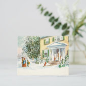 Vintage Kerstwinter Sneeuwthuis Feestdagenkaart (Staand voorkant)