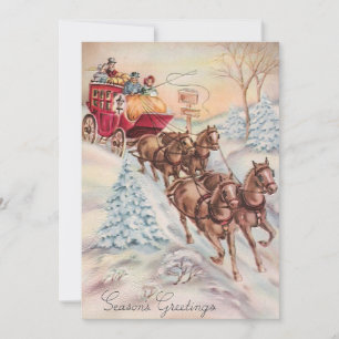 Vintage kerstwinter — Stagecoach Feestdagenkaart