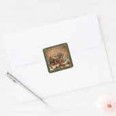 Vintage kerstwinter: stijlvol vierkante sticker (Envelop)
