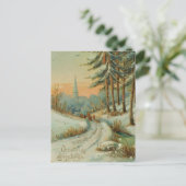 Vintage-kerstwintertrail Feestdagenkaart (Staand voorkant)