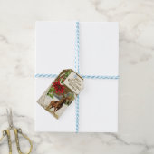 Vintage kerstwish Deer Cadeaulabel (Met Touw)