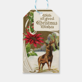 Vintage kerstwish Deer Cadeaulabel
