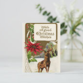 Vintage kerstwish Deer Feestdagenkaart (Staand voorkant)