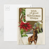 Vintage kerstwish Deer Feestdagenkaart (Voorkant / Achterkant)