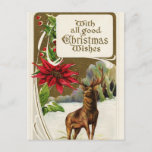 Vintage kerstwish Deer Feestdagenkaart<br><div class="desc">Vintage kerstwish Deer</div>