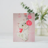 Vintage-kerstwit Kat Feestdagenkaart (Staand voorkant)
