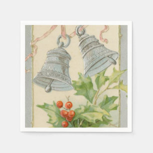 Vintage Kerstzilver Bells & Holly Servetten