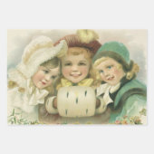 Vintage kerstzussen, Victoriaans kinderen Inpakpapier Vel (Voorkant 2)