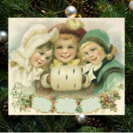 Vintage kerstzussen, Victoriaans kinderen Poster