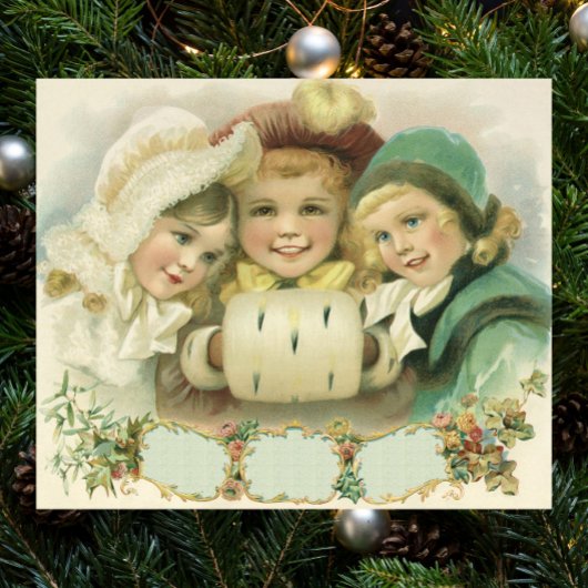 Vintage kerstzussen, Victoriaans kinderen Poster