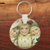 Vintage kerstzussen, Victoriaans kinderen Sleutelhanger (Voorkant)