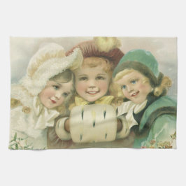 Vintage kerstzussen, Victoriaans kinderen Theedoek