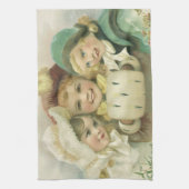 Vintage kerstzussen, Victoriaans kinderen Theedoek (Verticaal)