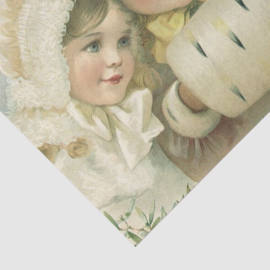 Vintage kerstzussen, Victoriaans kinderen Tissuepapier (Detail)