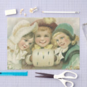 Vintage kerstzussen, Victoriaans kinderen Tissuepapier (Craft)