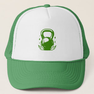 Vintage Kettlebell Lauwerkrans Gym Olijfgroen Trucker Pet