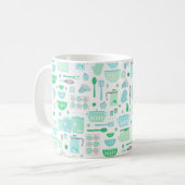 Vintage Keuken Mint en Teal Koffiemok (Voorkant links)