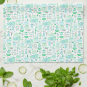 Vintage Keuken Mint en Teal Theedoek (Gevouwen)
