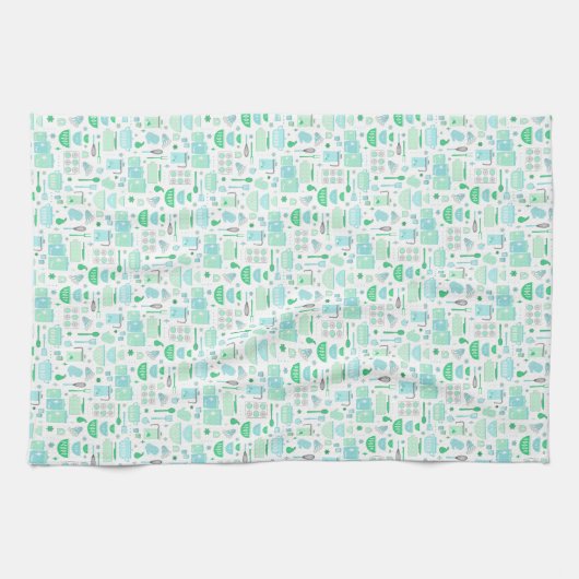 Vintage Keuken Mint en Teal Theedoek (Horizontaal)