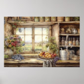 Vintage Keuken Raam Canisters Tuin Planten Poster (Voorkant)