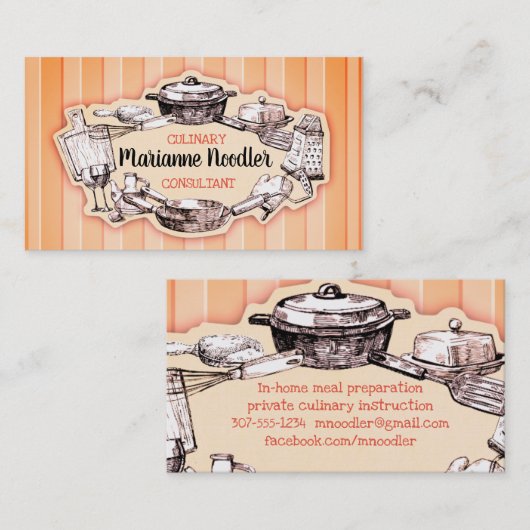 Vintage keukenchef visitekaartje (Voorkant / Achterkant)