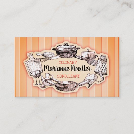 Vintage keukenchef visitekaartje (Voorkant)