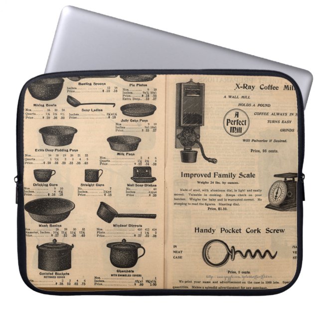 "Vintage Keukengereedschap" Laptop Sleeve (Voorkant)