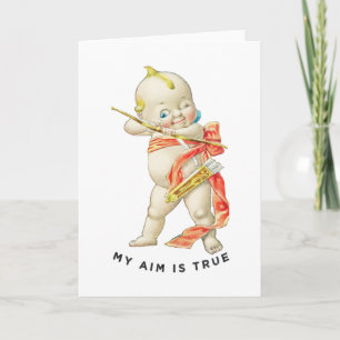 Vintage Kewpie Cupid Mijn doel is waar Valentijnsd Kaart