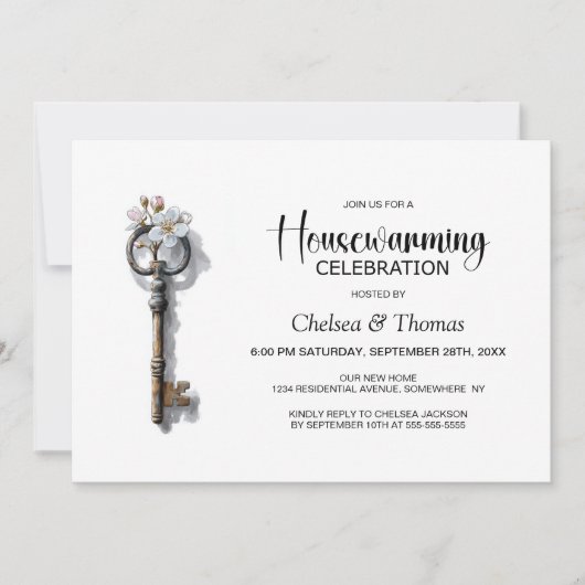 Vintage Key Housewarming Party Kaart (Voorkant)