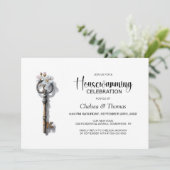 Vintage Key Housewarming Party Kaart (Staand voorkant)