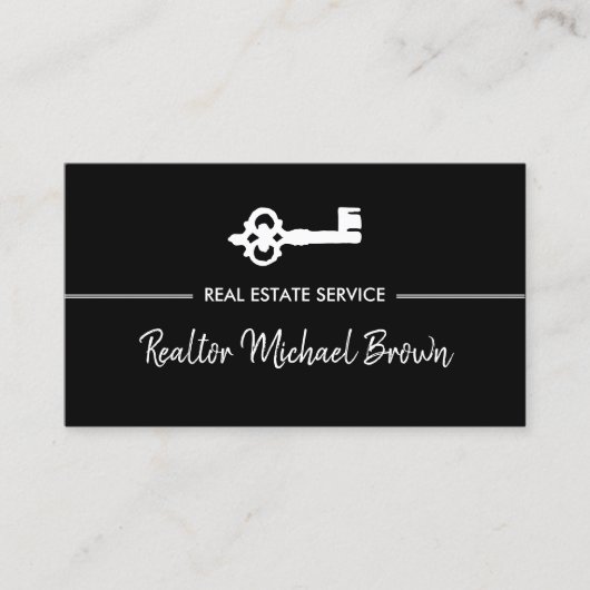 Vintage Key Real Estate qr-code Visitekaartje (Voorkant)