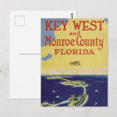 Vintage Key West Monroe County Florida Briefkaart (Voorkant / Achterkant)
