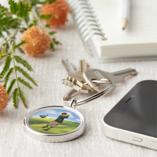 Vintage kijk het Golf Keychain van de Golfspeler