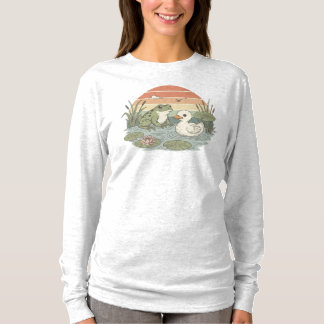 Vintage Kikker en Eend Shirt - Retro Vijverleven E