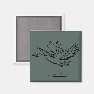 Vintage Kikker Ridder Gans Natuur Whimsical Dier  Magneet