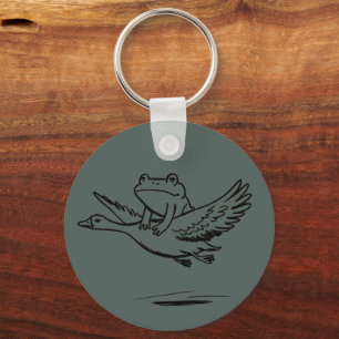 Vintage Kikker Ridder Gans Natuur Whimsical Dier Sleutelhanger