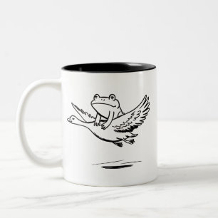 Vintage Kikker Ridder Gans Natuur Whimsical Dier Tweekleurige Koffiemok
